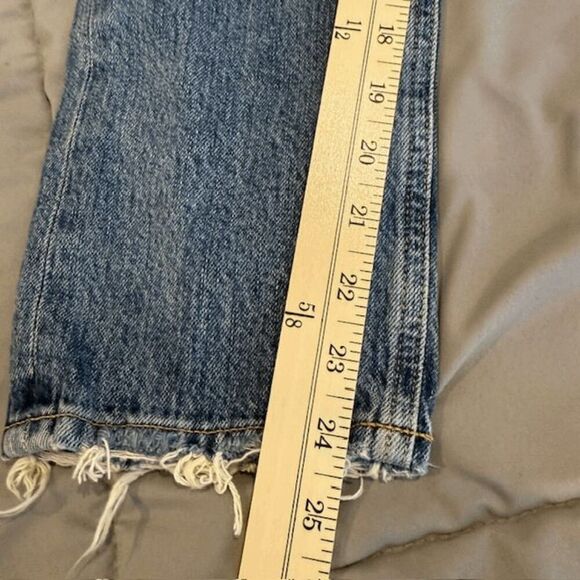 AGOLDE Riley High Rise Cropped Straight Jeans Button Fly Light Distress Size 23 - Picture 12 of 14